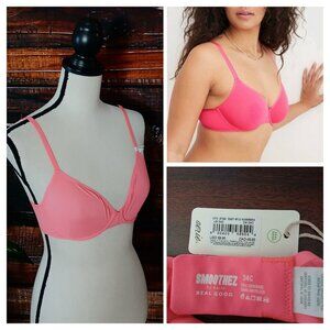 NWT Aerie Smoothez Bra Full Coverage 34C Unlined Underwire Microfiber Pink